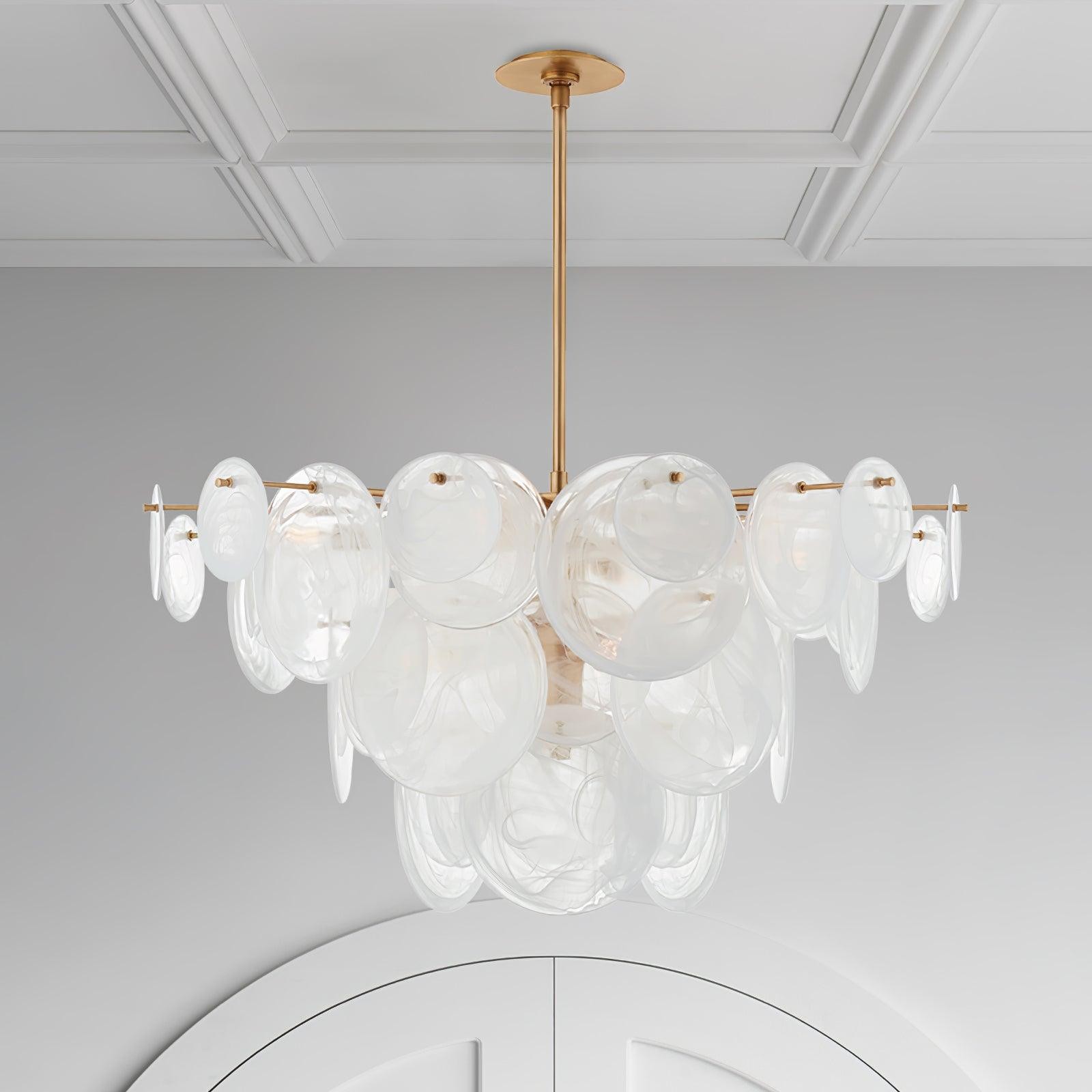 Brass Discs Cascading Chandelier M471