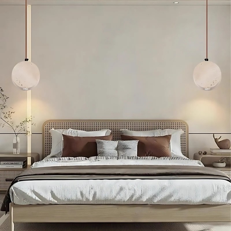 Elegant Round Travertine Pendant Light – Wabi-Sabi Inspired S272