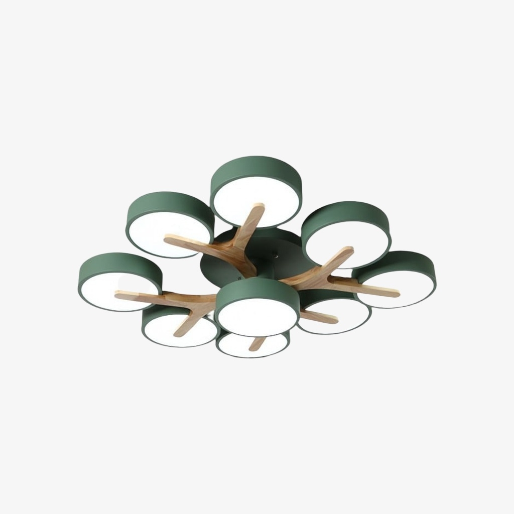 Modern Wooden Disc Ceiling Lamp - LED Semi-Flush Mount for Living Room S386