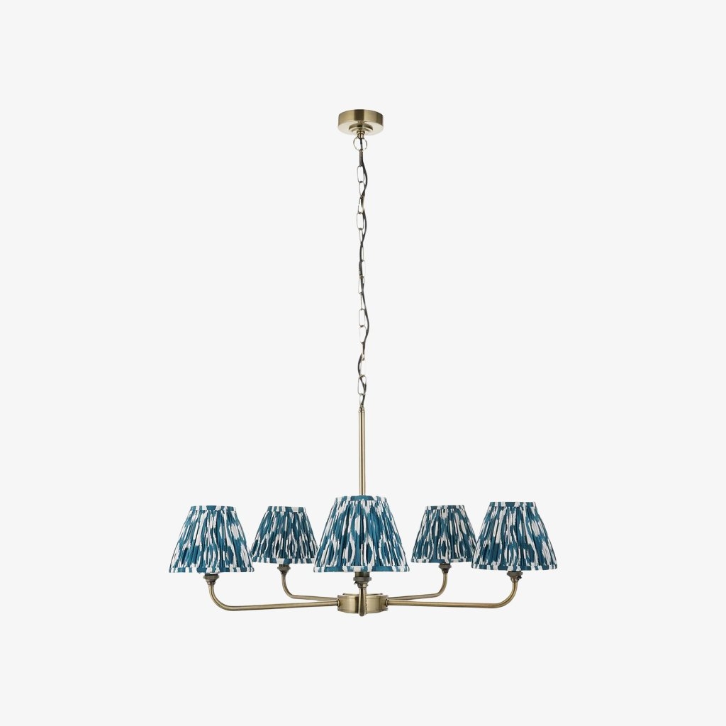 Zevatik Classic Ikat Patterned Fabric Chandelier - Metal Bracket Chandelier T922