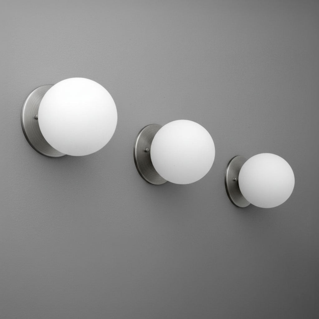 Glorica Glass Brass Wall Sconce - Frosted Globe Classic Light For Warm Ambiance T396