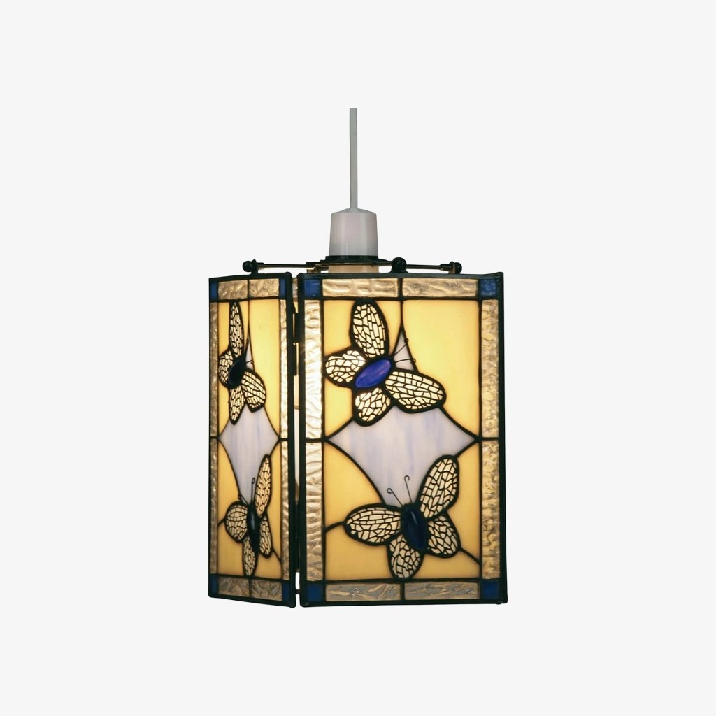 TF Butterfly Pendant Lamp - Artistic Stained Glass Pendant Light for Living Room or Bedroom T835