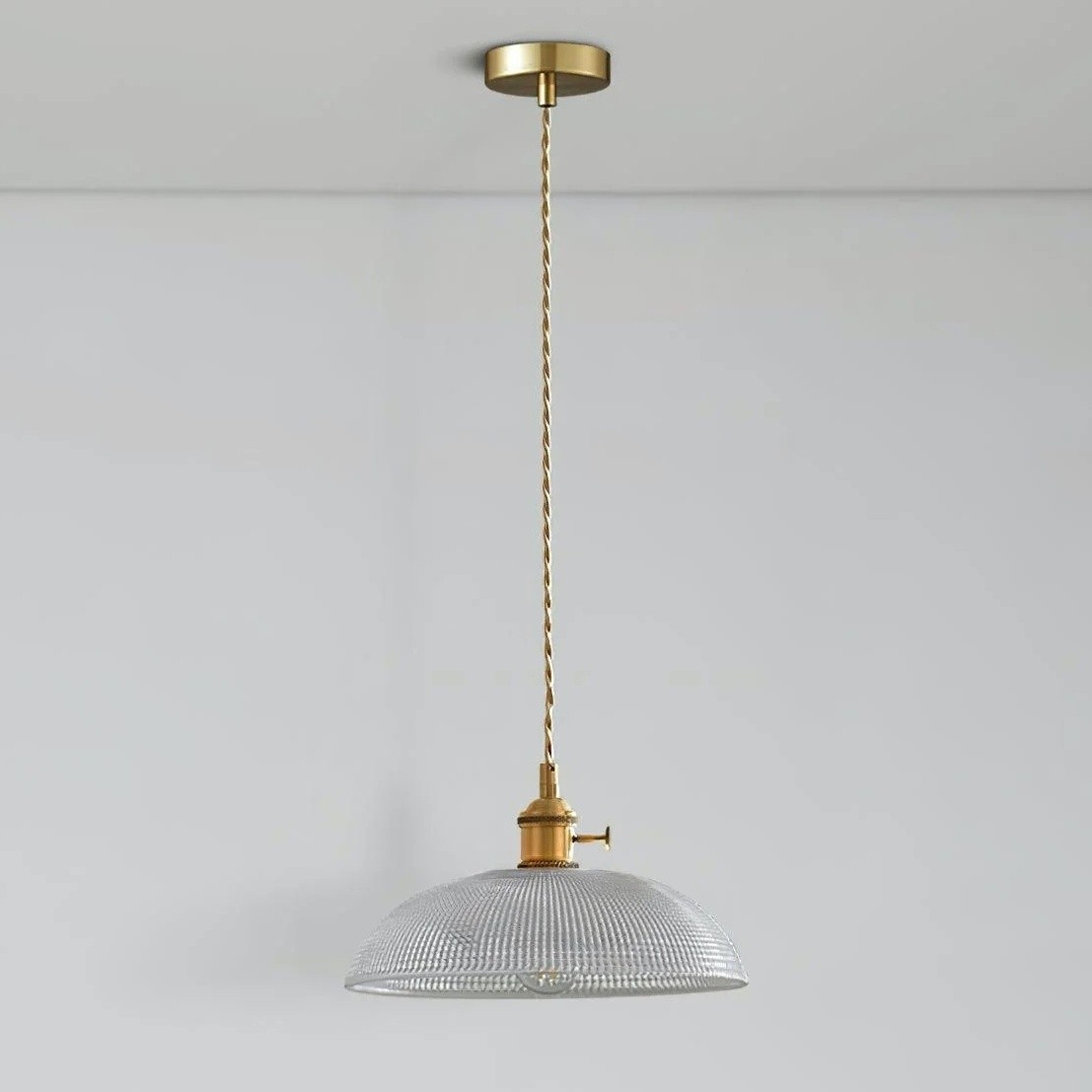 Modern Spiral Pendant Light – Textured Ribbed Glass Shade S225