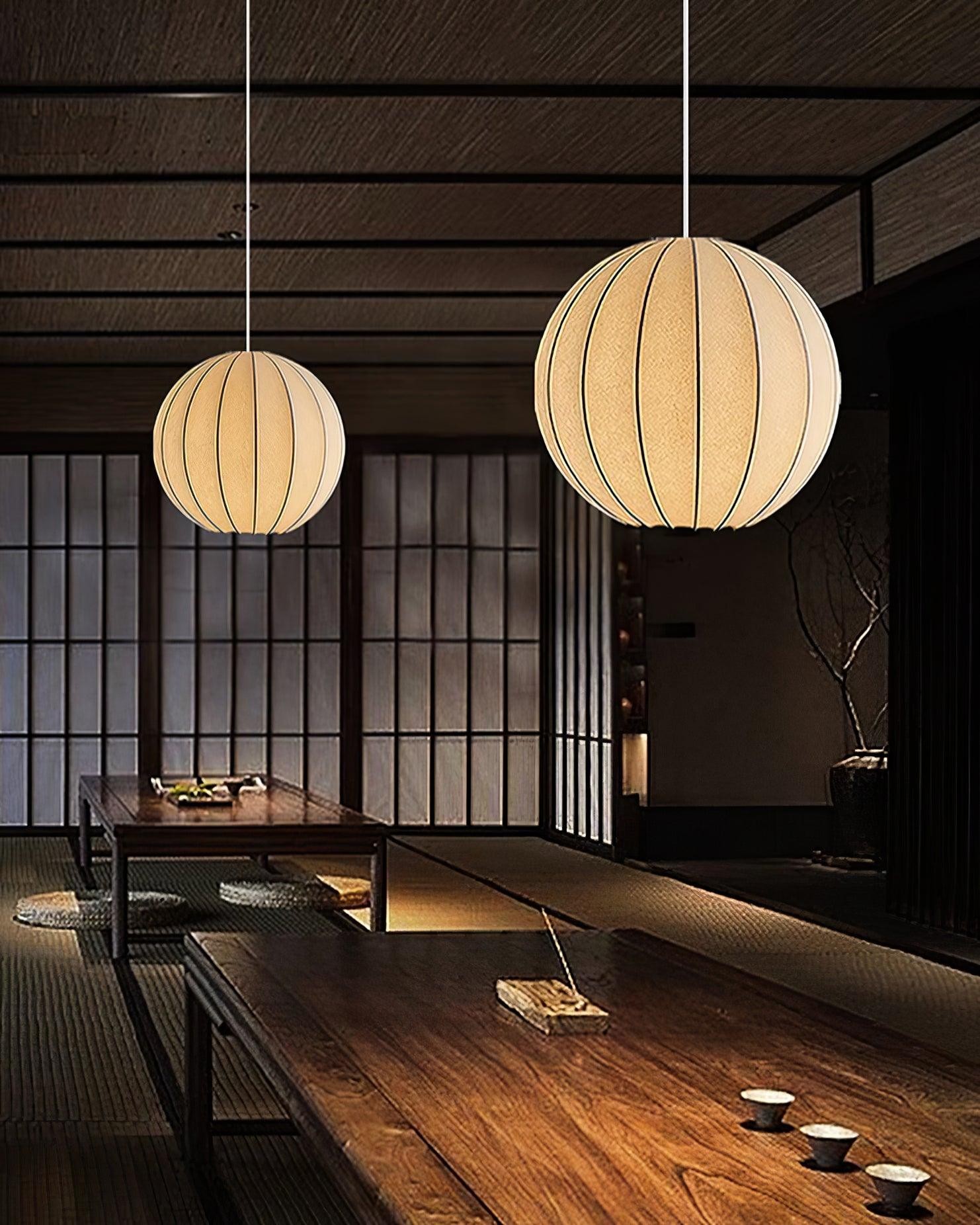 Creative Japanese Minimalist Silk Pendant Lamp For Restaurant M357