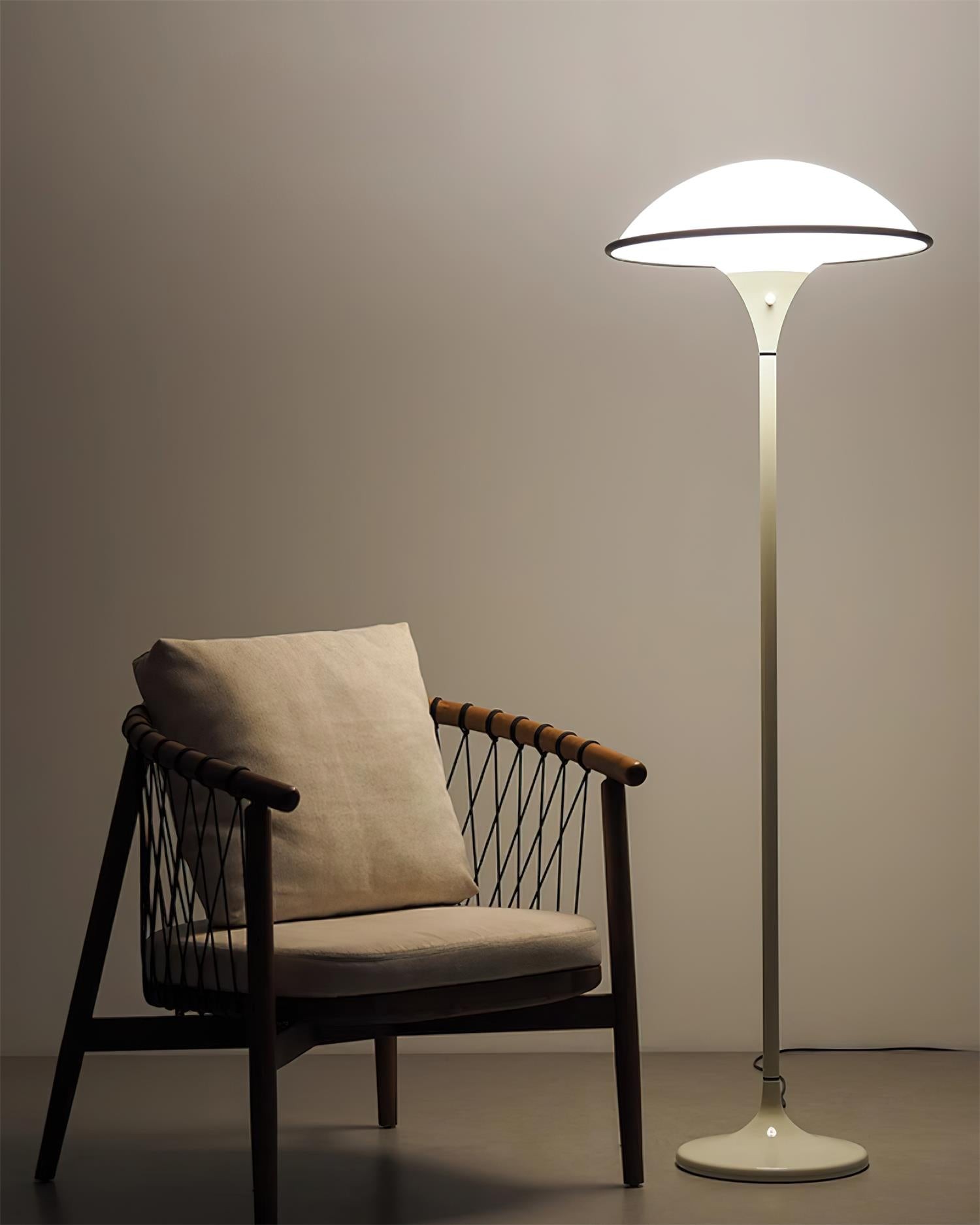 Danish Retro White Flying Saucer Floor Lamp M278