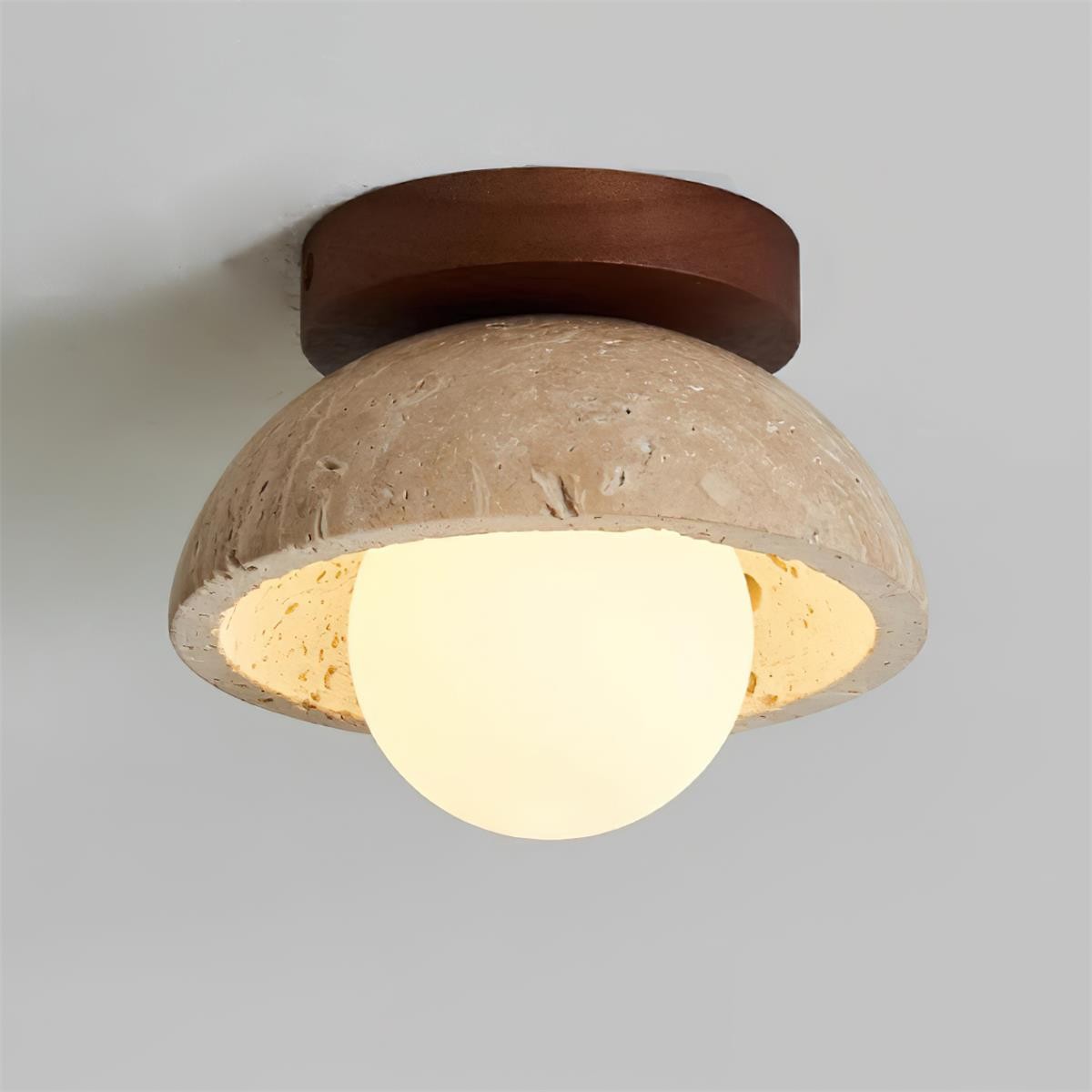Natural Travertine Bowl Ceiling Light - Vintage for Bathroom M119