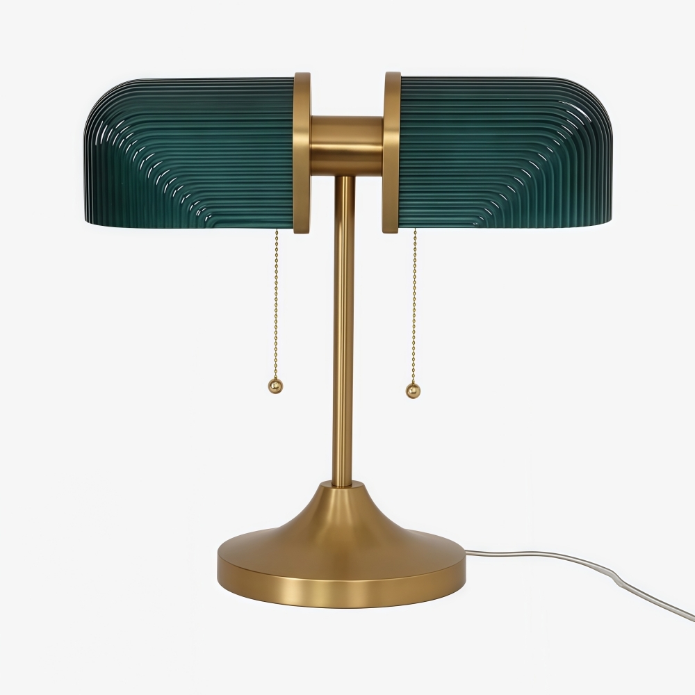 Aurebron Fluted Glass Table Lamp - Modern Decorative Metal Base Table Lamp for Living Room T1148