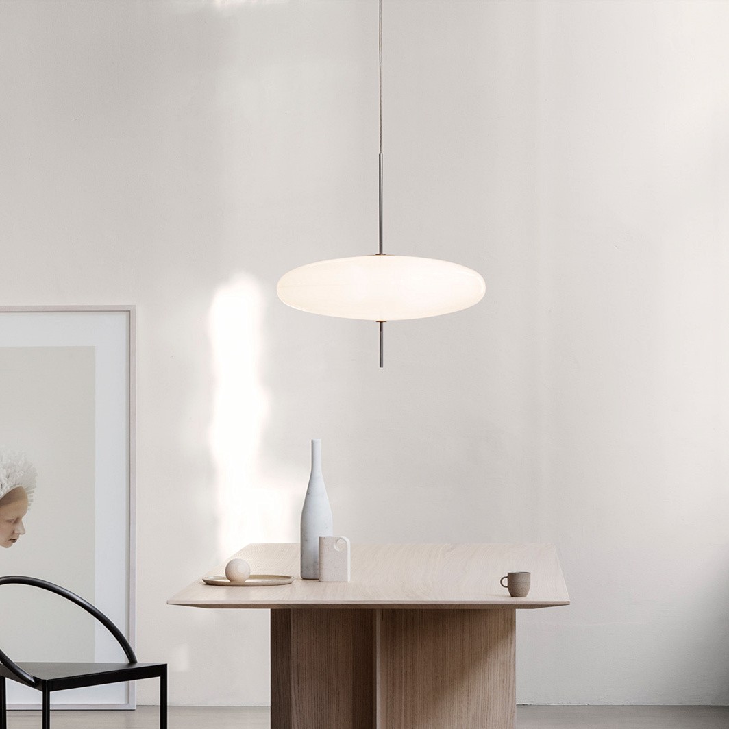 Modern Oval Pendant Light – Metal and Acrylic Pendant Lamp for Living Room
