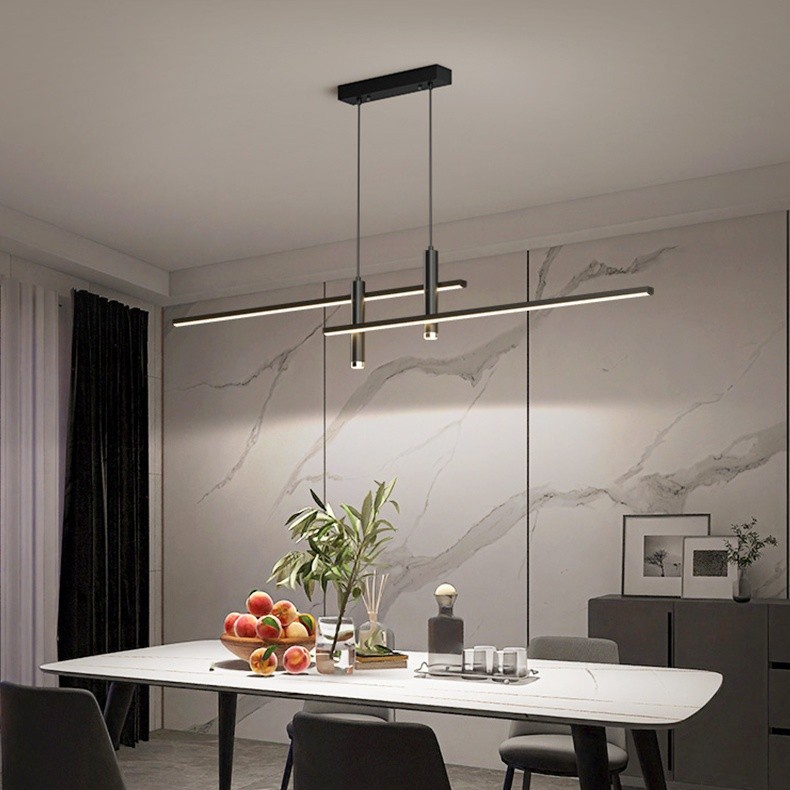 Modern Minimalist Sleek Metal Rod Chandelier M34