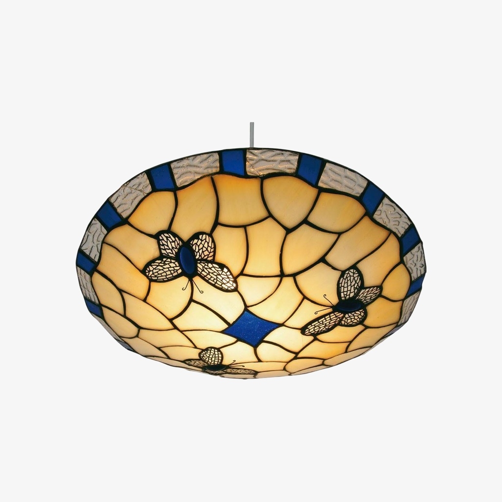 TF Butterfly Pendant Lamp - Decorative Stained Glass Pendant Light for Bedroom or Entryway T832