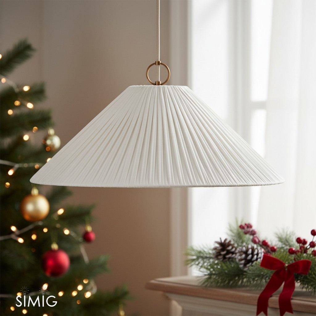 Lindi Luminella Oversized Scalloped Pendant Light in Bronze & Linen for Living Room T445