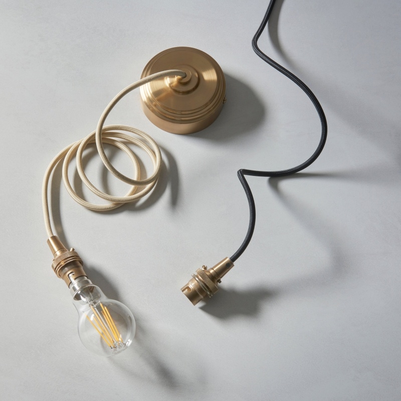 Plaitar Modern Brass Pendant Light - Minimalist Ceiling Fixture with Braided Cord for Hallways T993