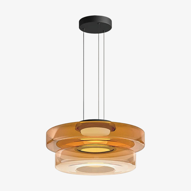 Nora Contemporary Multi-Layer Glass Pendant Lamp - Adjustable Hanging Light for Living Room or Kitchen Island T743