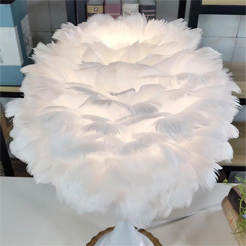 Modern Feather Table Lamp for Bedroom