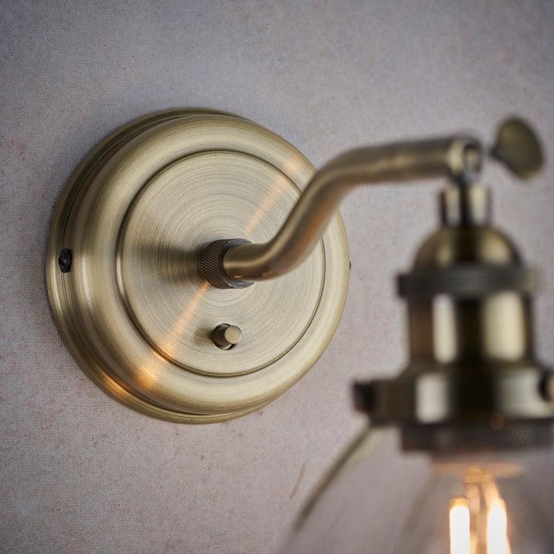 Adjustable Hansen Brass Wall Sconce - Clear Glass Design T470