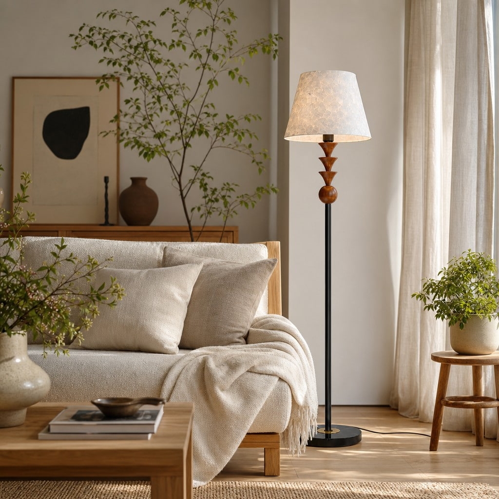 Micahell Modern Floor Lamp - Cascading Shell Shade Standing Lamp for Bedroom T2195