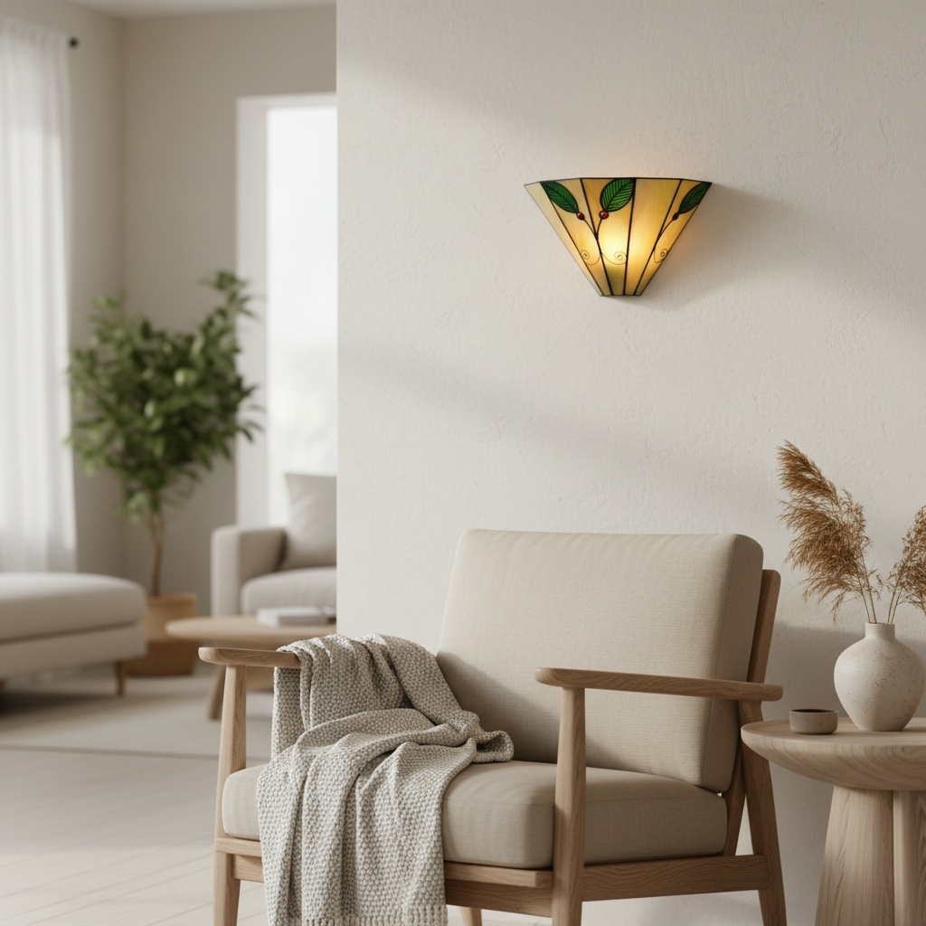 TiffStar Art Nouveau Leaf Motif Tiffany Wall Sconce - Vintage Inspired Accent Lighting for Hallway and Living Room T821