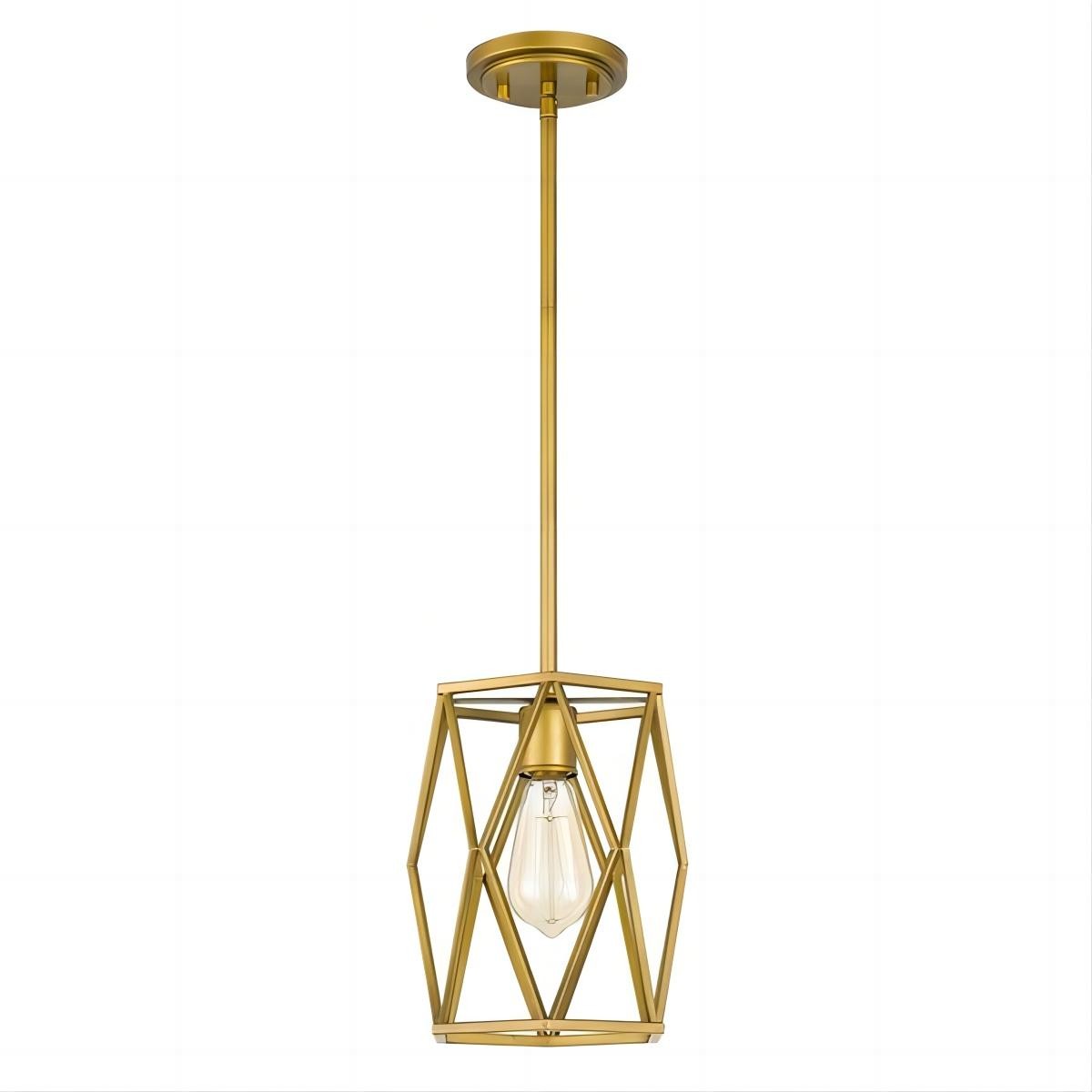 Antique Gold Cage Mini Cylinder Incandescent Pendant Lamp S123
