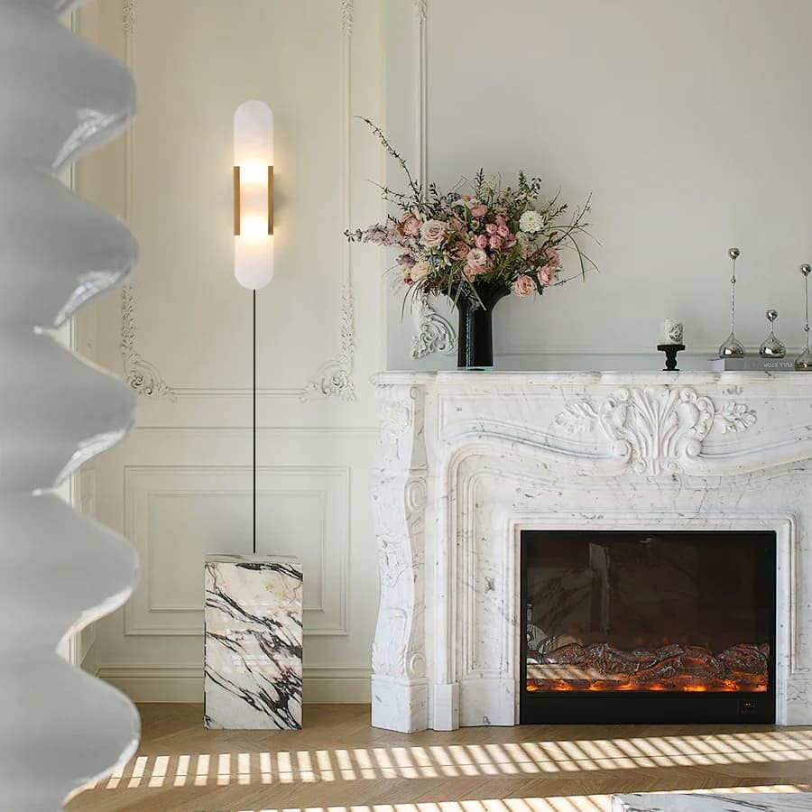 Alabaster Elongated Plug In Wall Lamp M135