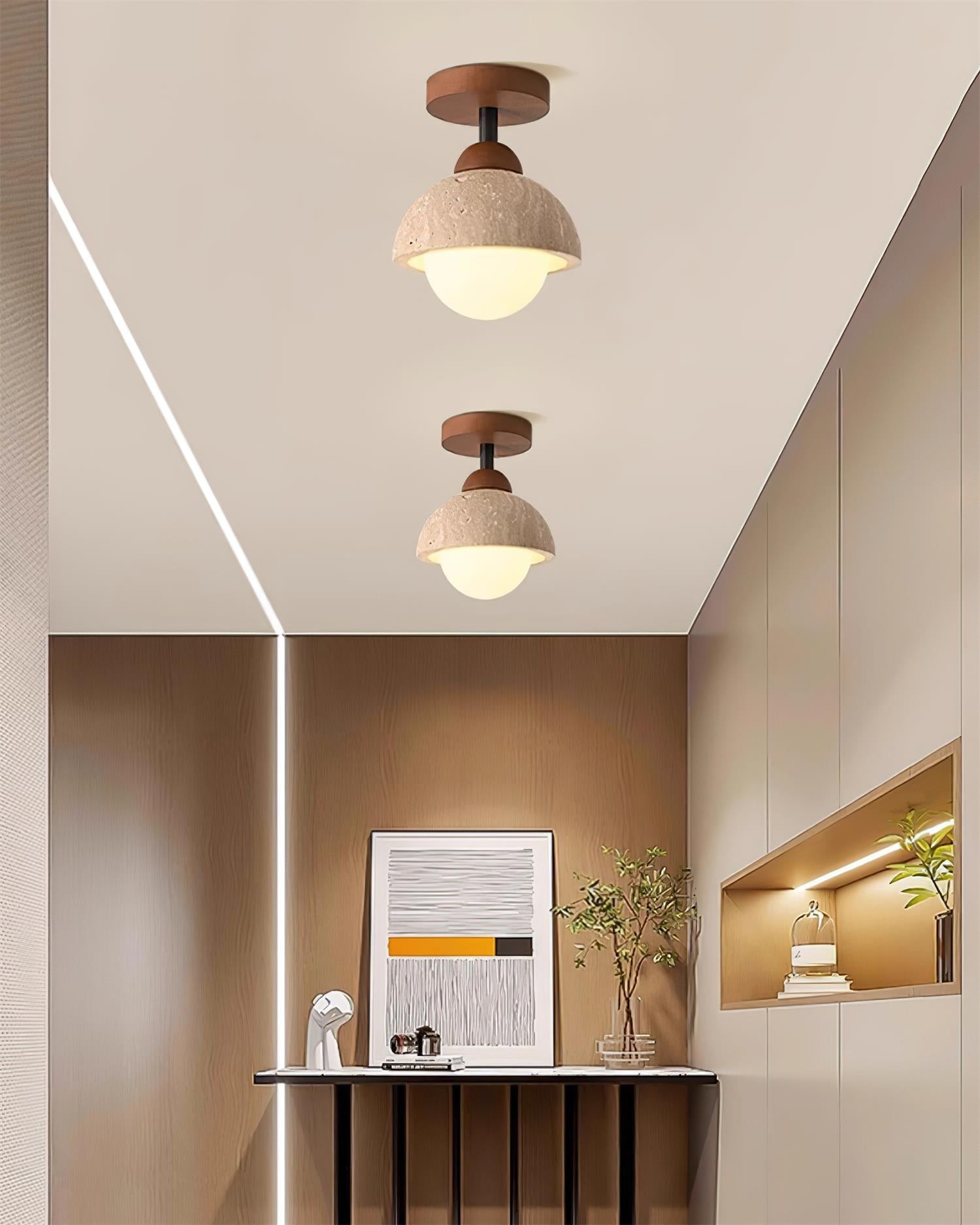 Minimalist Travertine Flush Mount - Mediterranean Style for Entryway M164