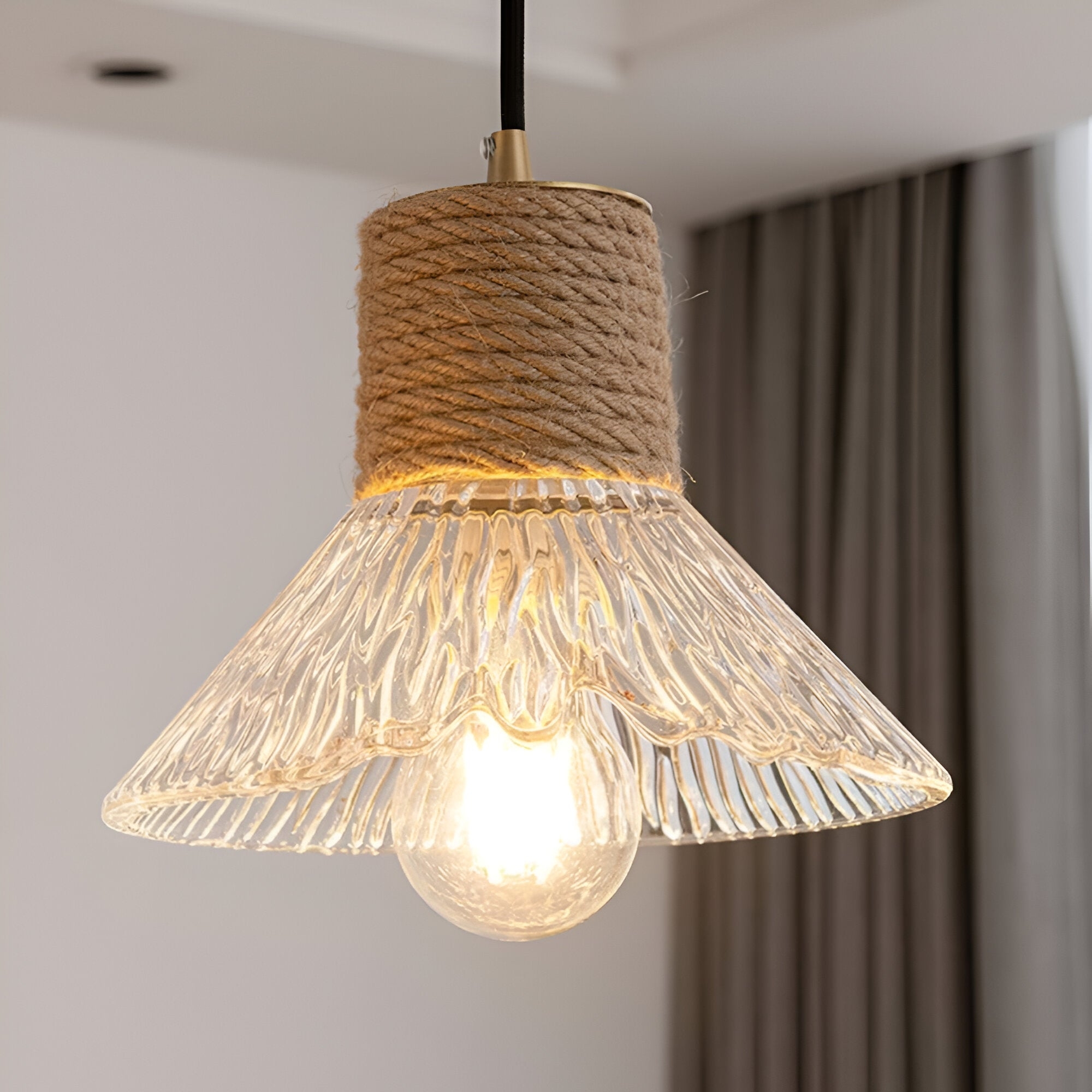 Nordic Hemp Rope Glass Pendant Light T2162