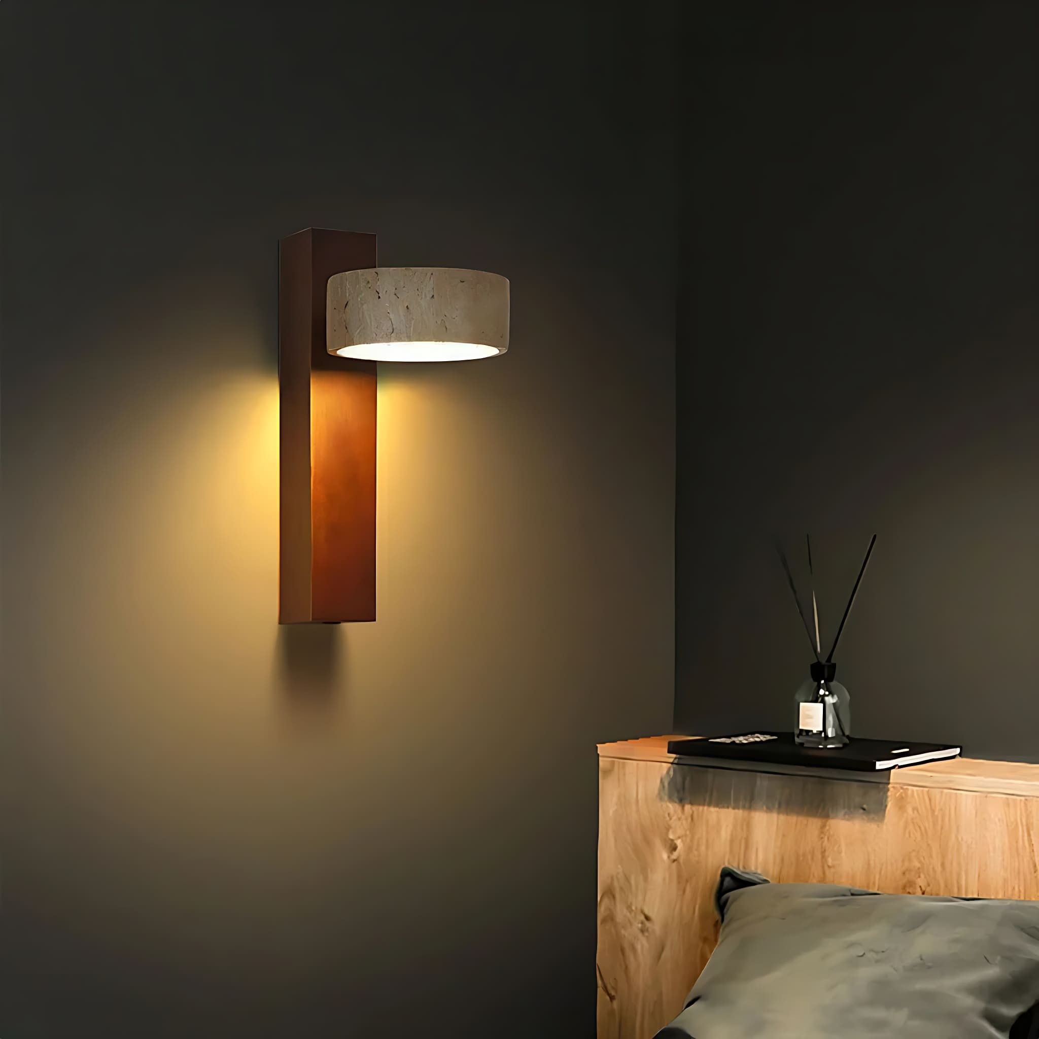 Travertine Cylinder Shade Lamp - Vintage Wall Sconce for Hallway M13
