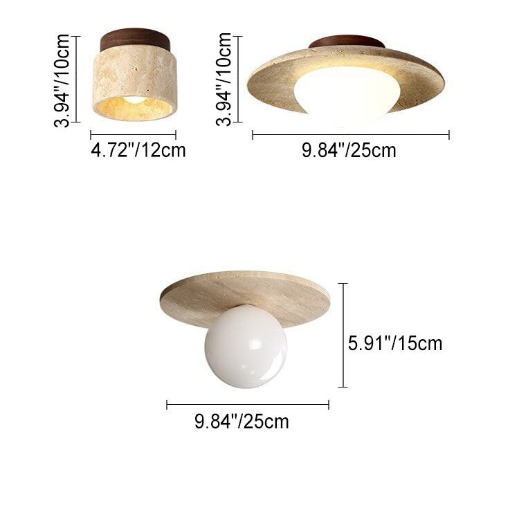 Natural Stone Travertine Ceiling Light - Minimalist Cylindrical Lamp G31