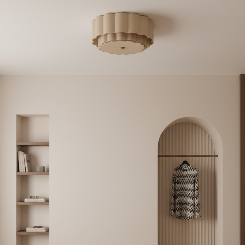Velune Retro Fabric Flower Flush Mount - Vintage Style Ceiling Light for Dining and Hallways T1214