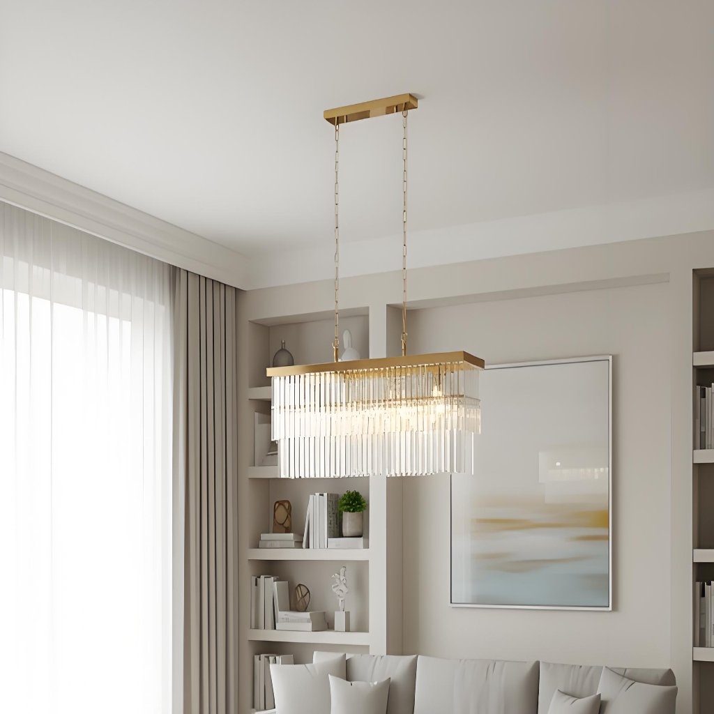 Vitralon Linear Pendant Lamp - Diamond-Shaped Glass Lampshade (Crystal Clear) - Fits Living and Dining Rooms T944