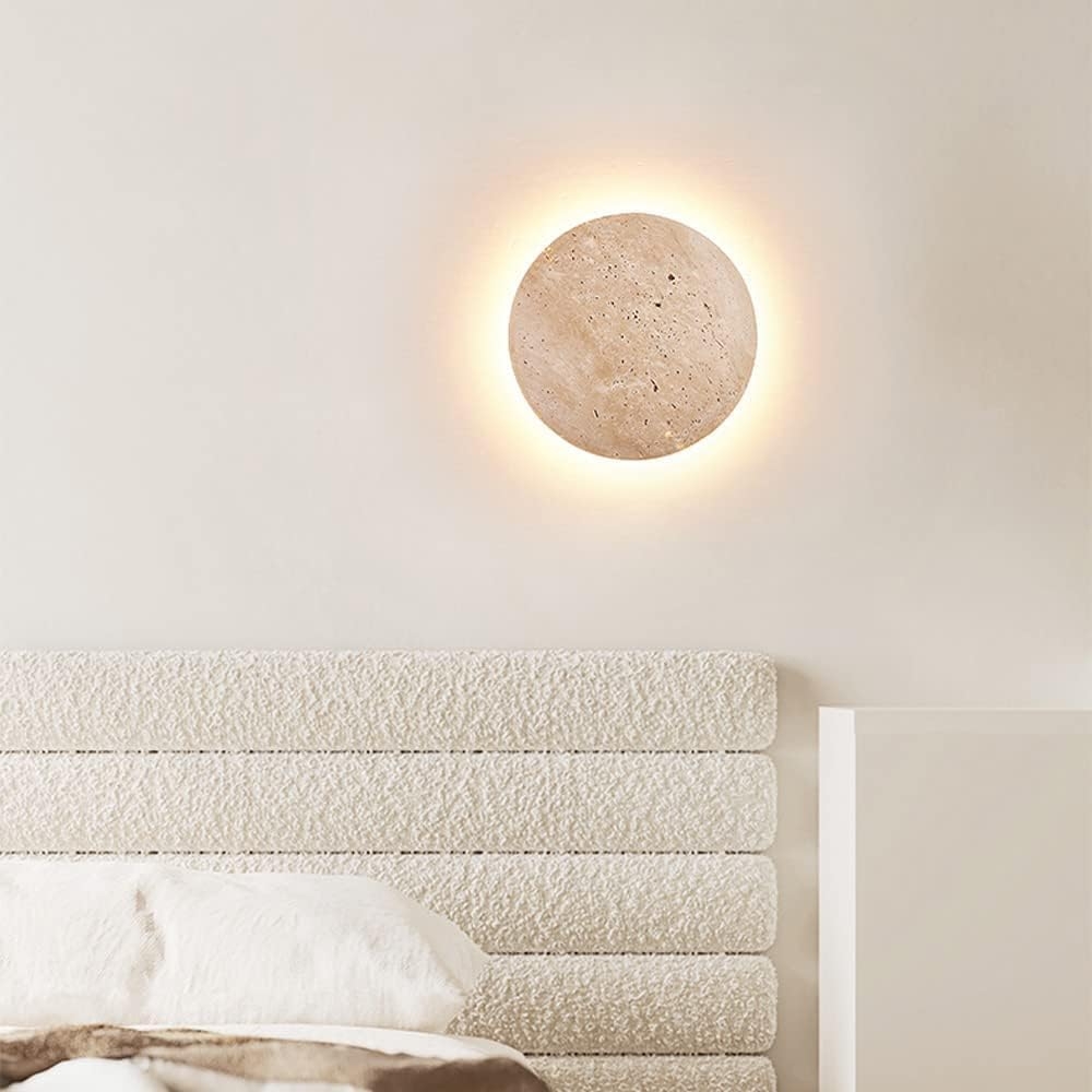 Amber Loft Travertine Round Sconce Wall Light T2109
