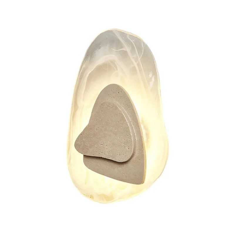 Minimalist LED Wall Lamp in Travertine & Smoke Texture Glass S331