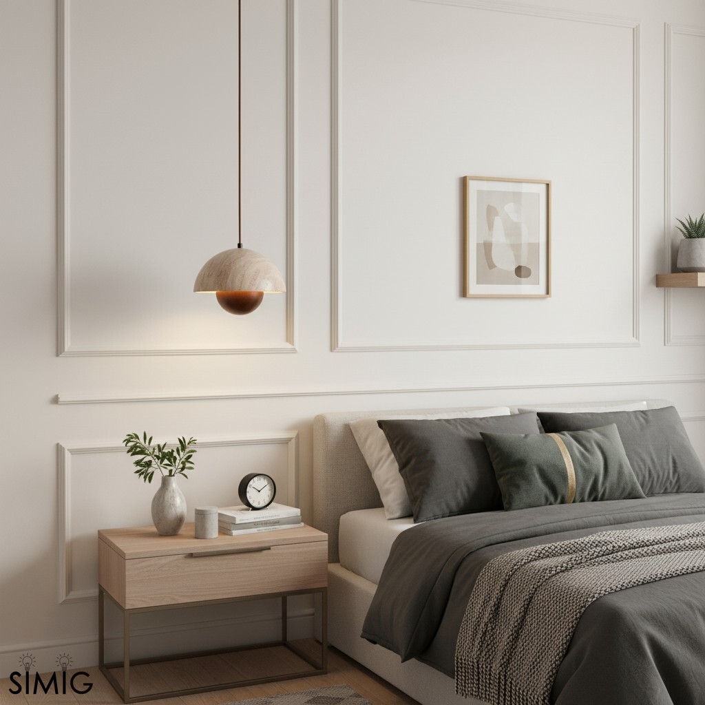 Semicircular Pendant Lamp - Modern Travertine Living Room G70