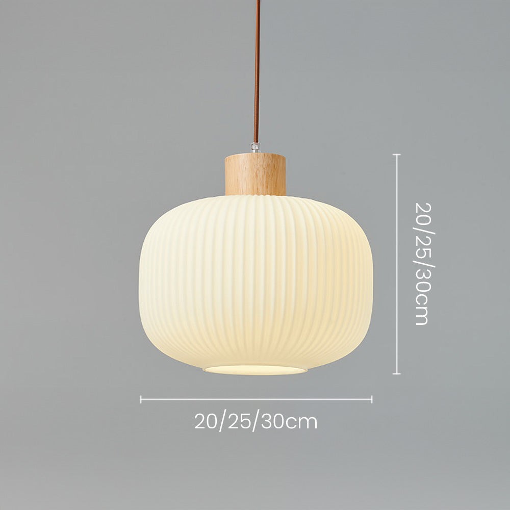 Nordic White Lantern-Like Glass Pendant Lamp M27