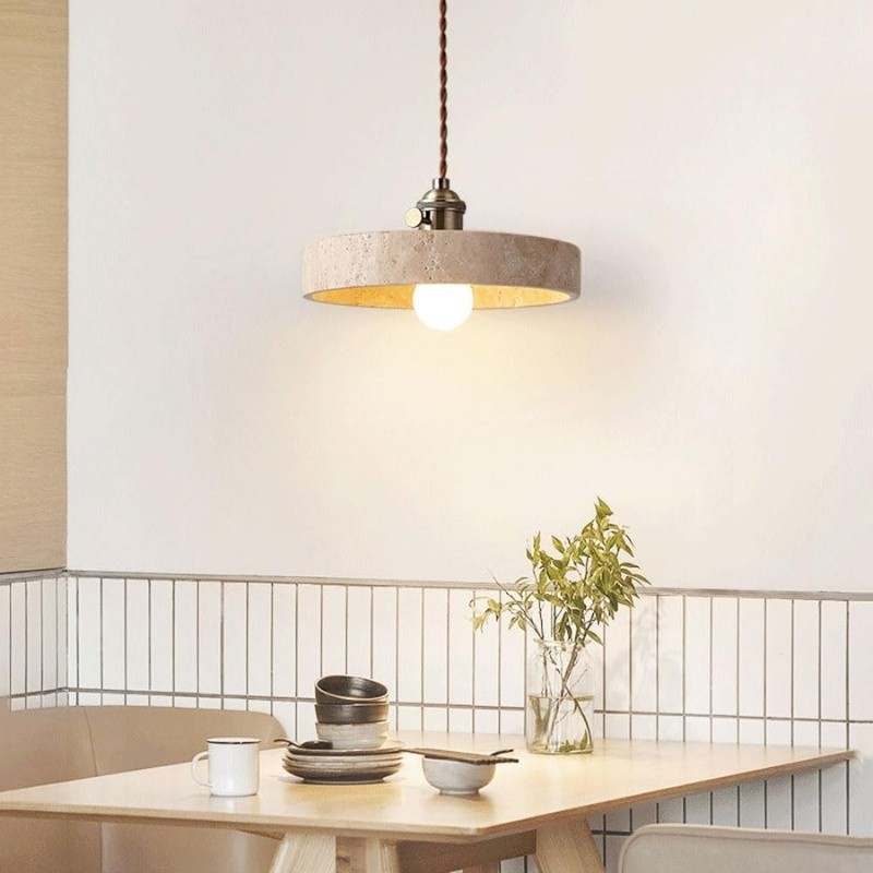 Mid Century Travertine Pendant Lamp – Vintage Copper Lighting S281
