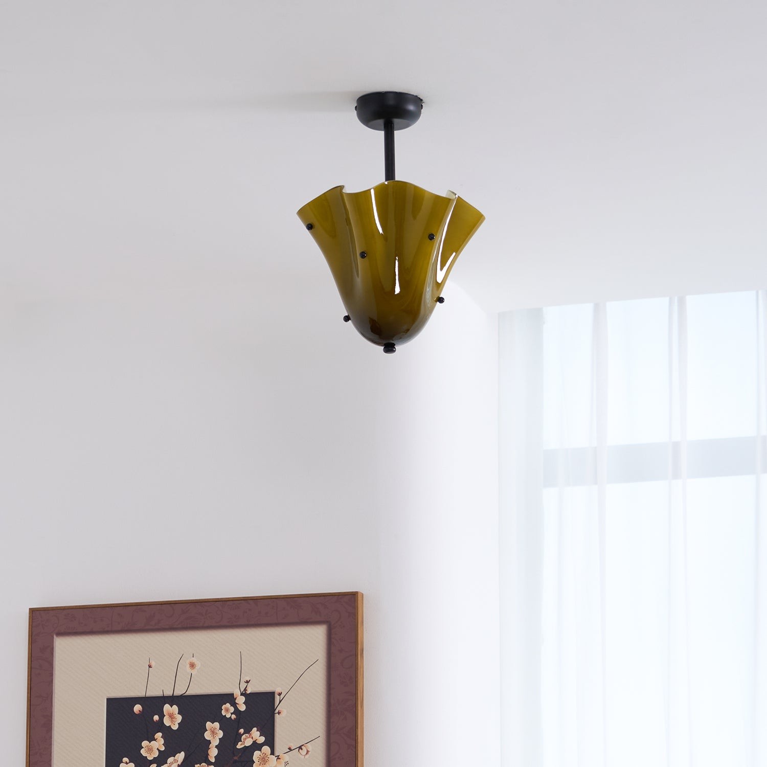 Bellina Petal Fold Glass Ceiling Light - Artistic Fixture for Bedroom T282