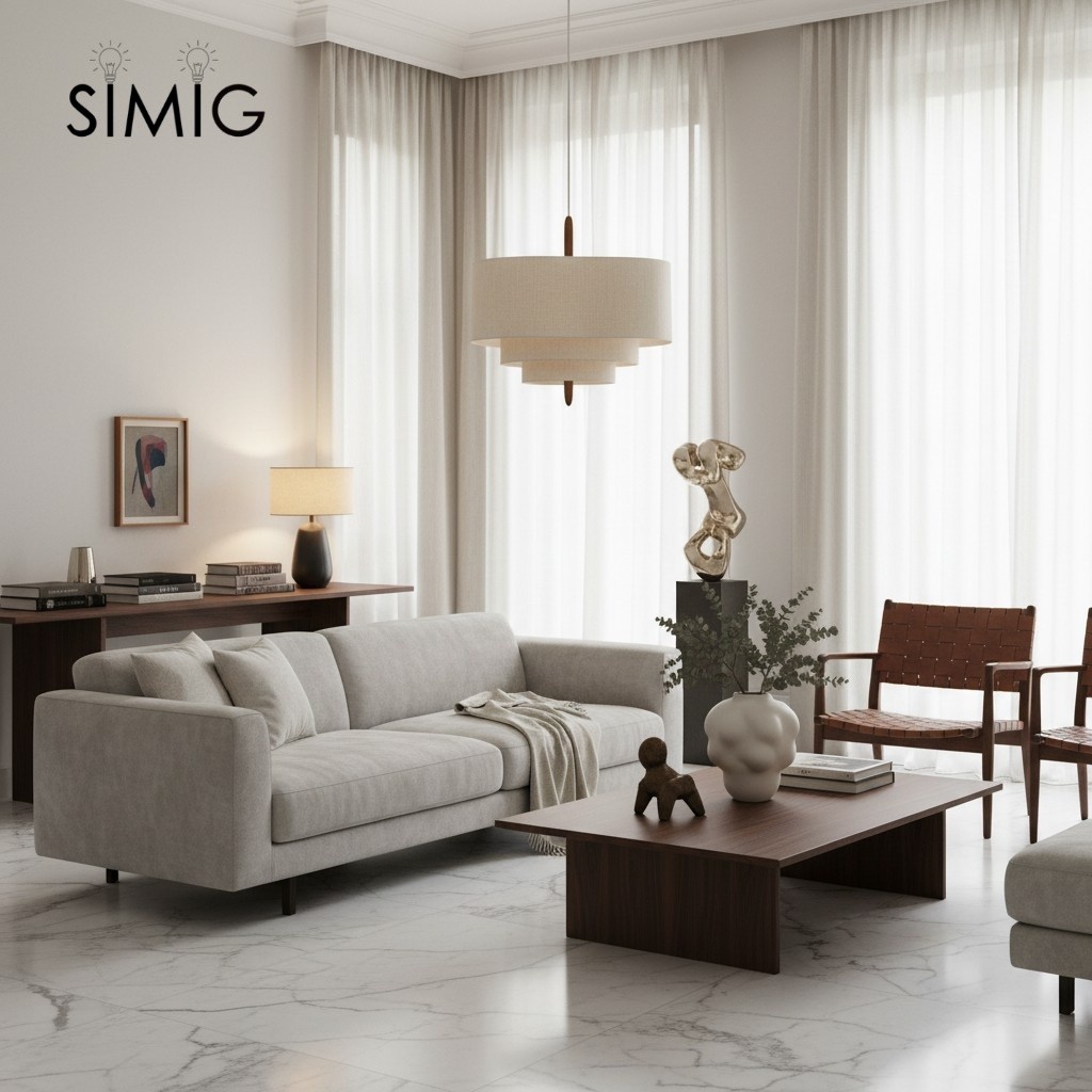 Lustrous Fabric Pendant - Nordic Retro Ceiling Light for Living Room M46