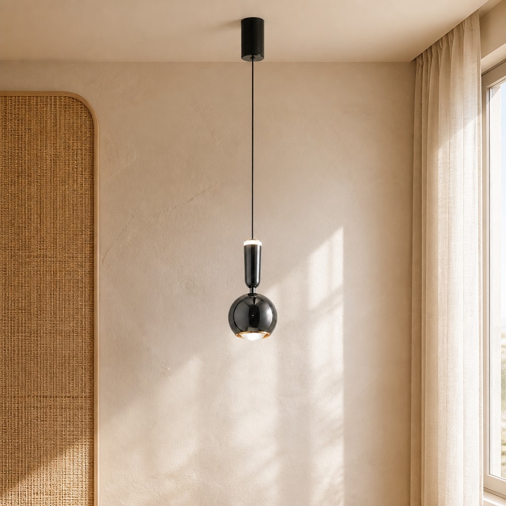 Veridia Modern Adjustable Slim Pendant Light - Metal Acrylic Hanging Lamp for Bedroom and Hallway T2211
