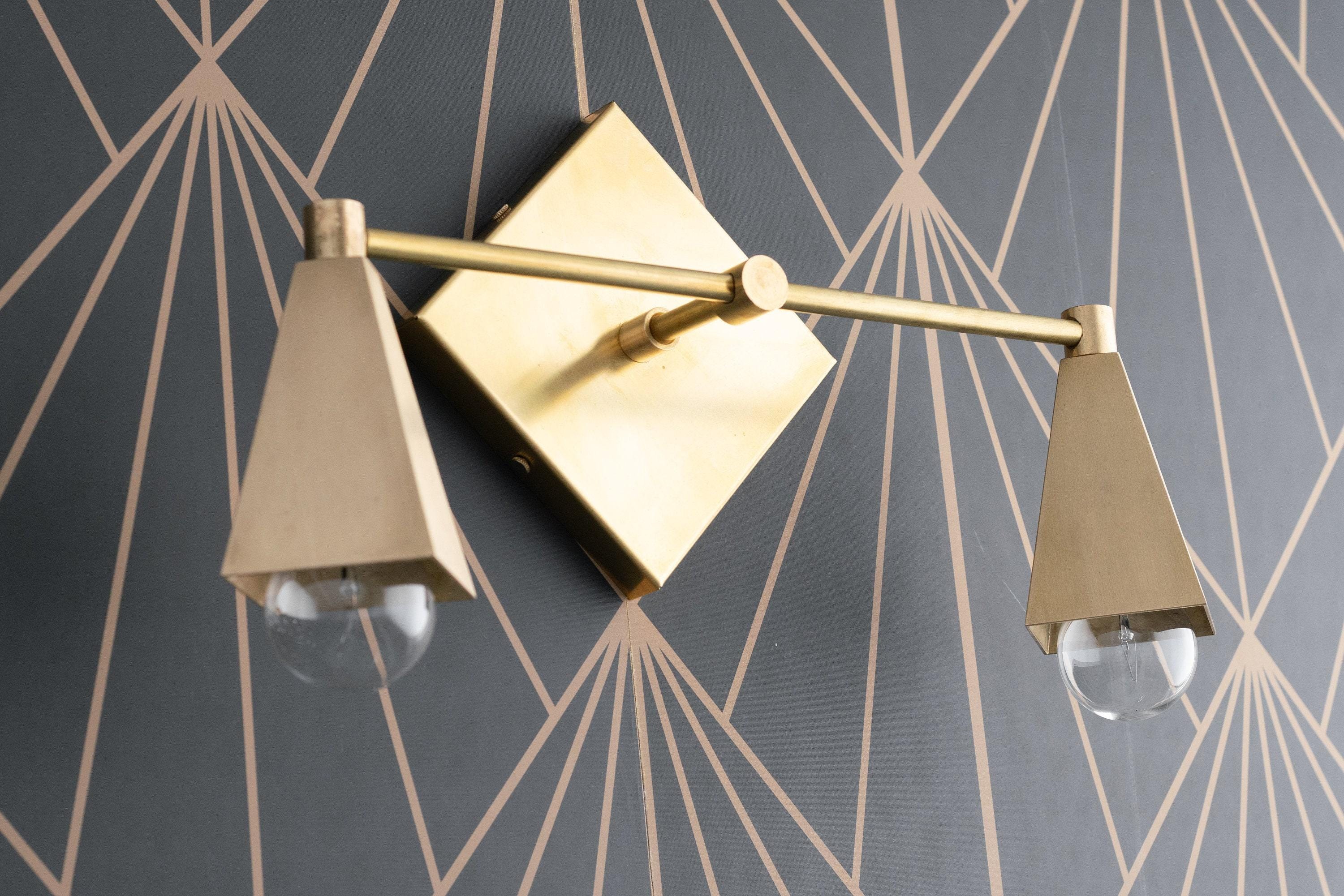 Ornato Luxe Geometric Vanity Light - Solid Brass Art Deco Bathroom Lighting T348