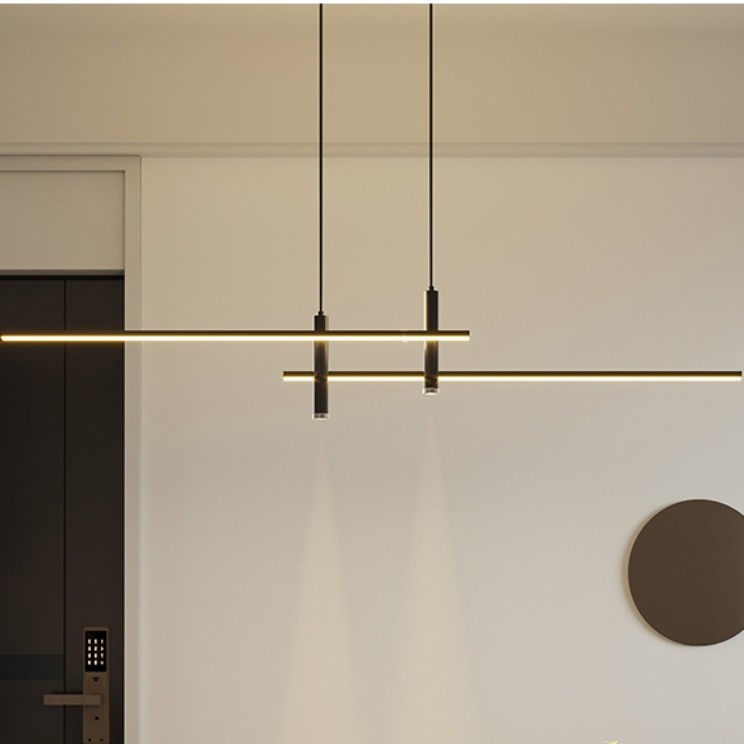 Modern Minimalist Sleek Metal Rod Chandelier M34