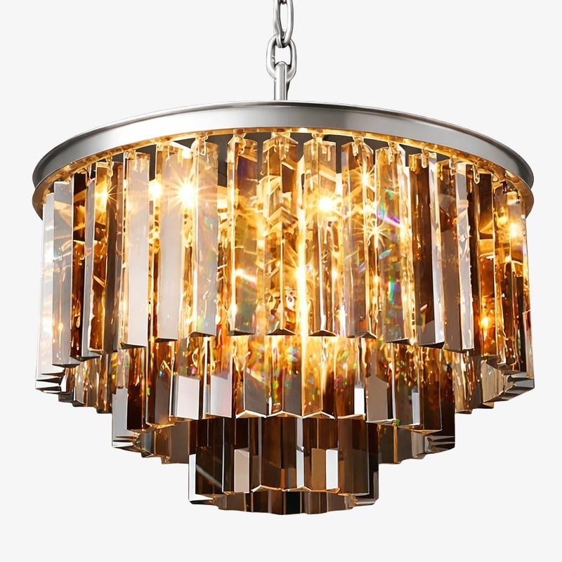 Aurevon Crystal Prism Metal Frame Modern Ceiling Chandelier for Home and Hotel T494