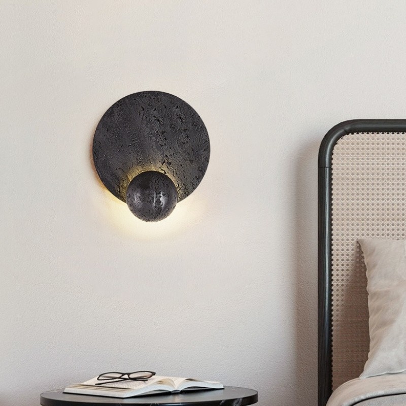 Scandinavian Travertine Round Orb Wall Lamp - Integrated LED & Warm Light S317
