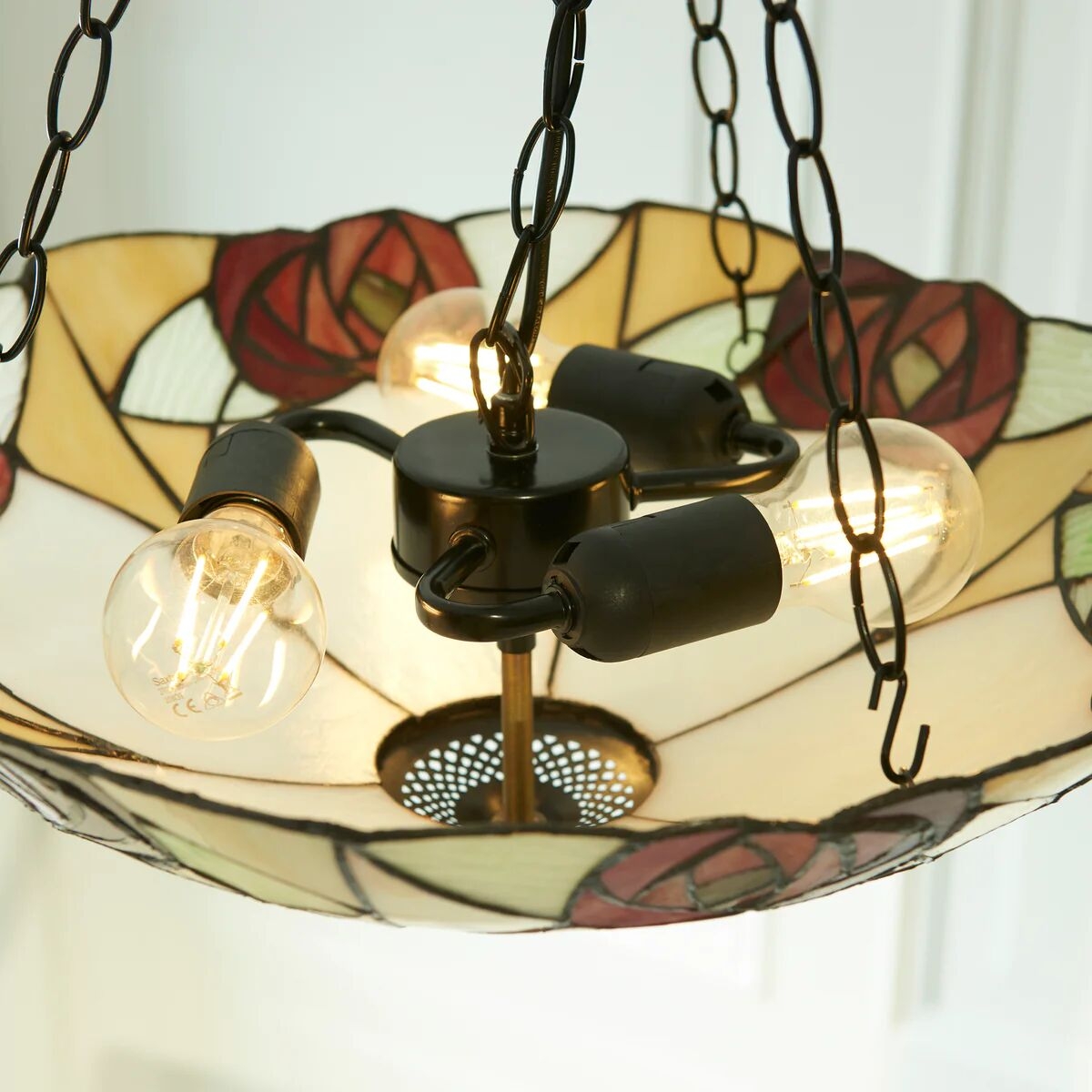TF Ingram Handcrafted Stained Glass Ceiling Lamp - Vintage Art Deco Tiffany Light for Dining Room T1020