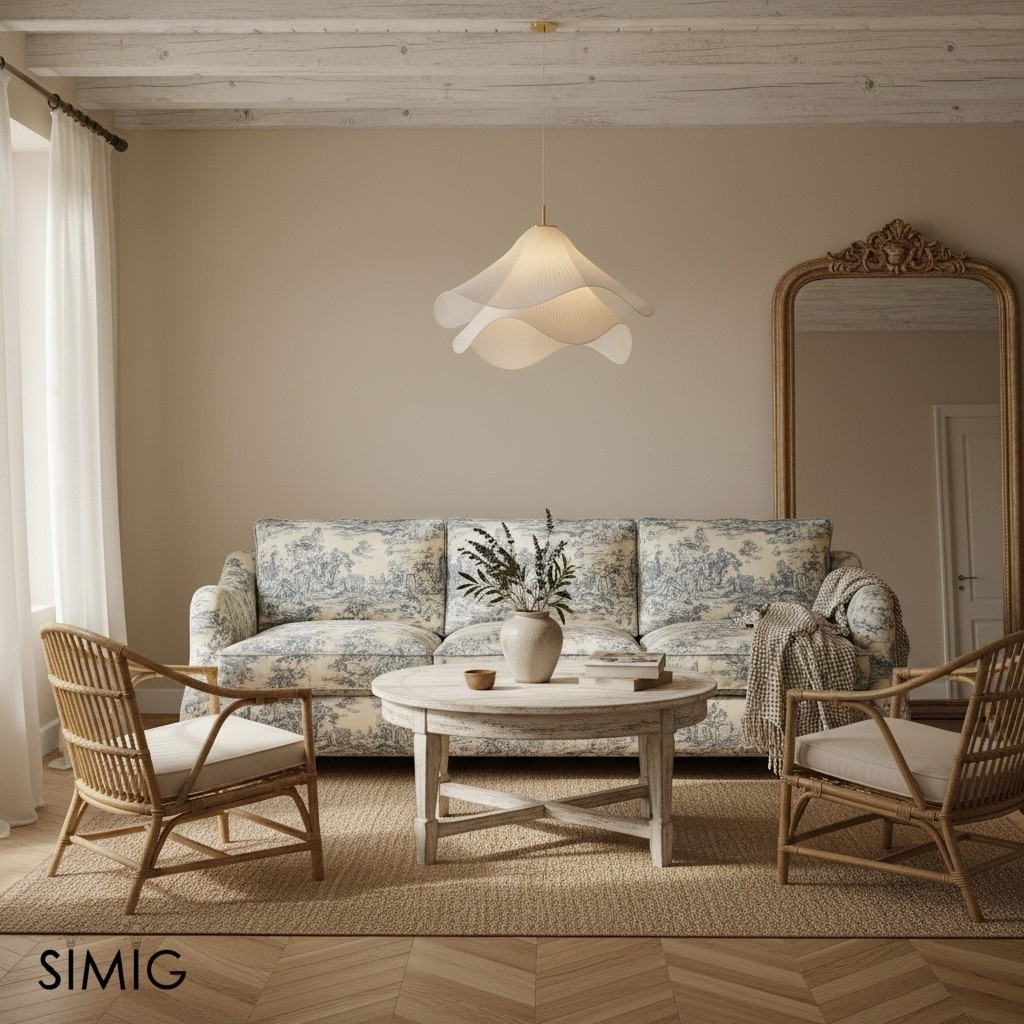 Ethereal Bloom Flower Pendant Light - Elegant White Fabric Pendant Light T087