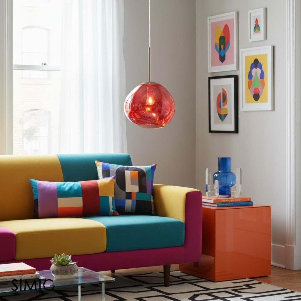 Glass Dynamic Pendant Light - Artistic Metallic Glow Pendant for Dining Area S54