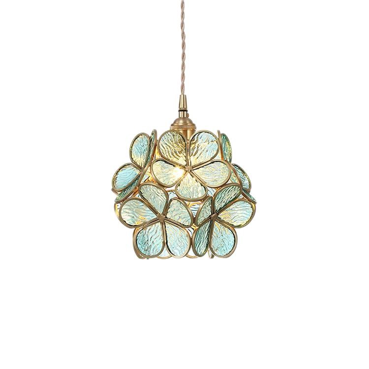 Nordic Brass Flower Petal Glass Pendant Light S10