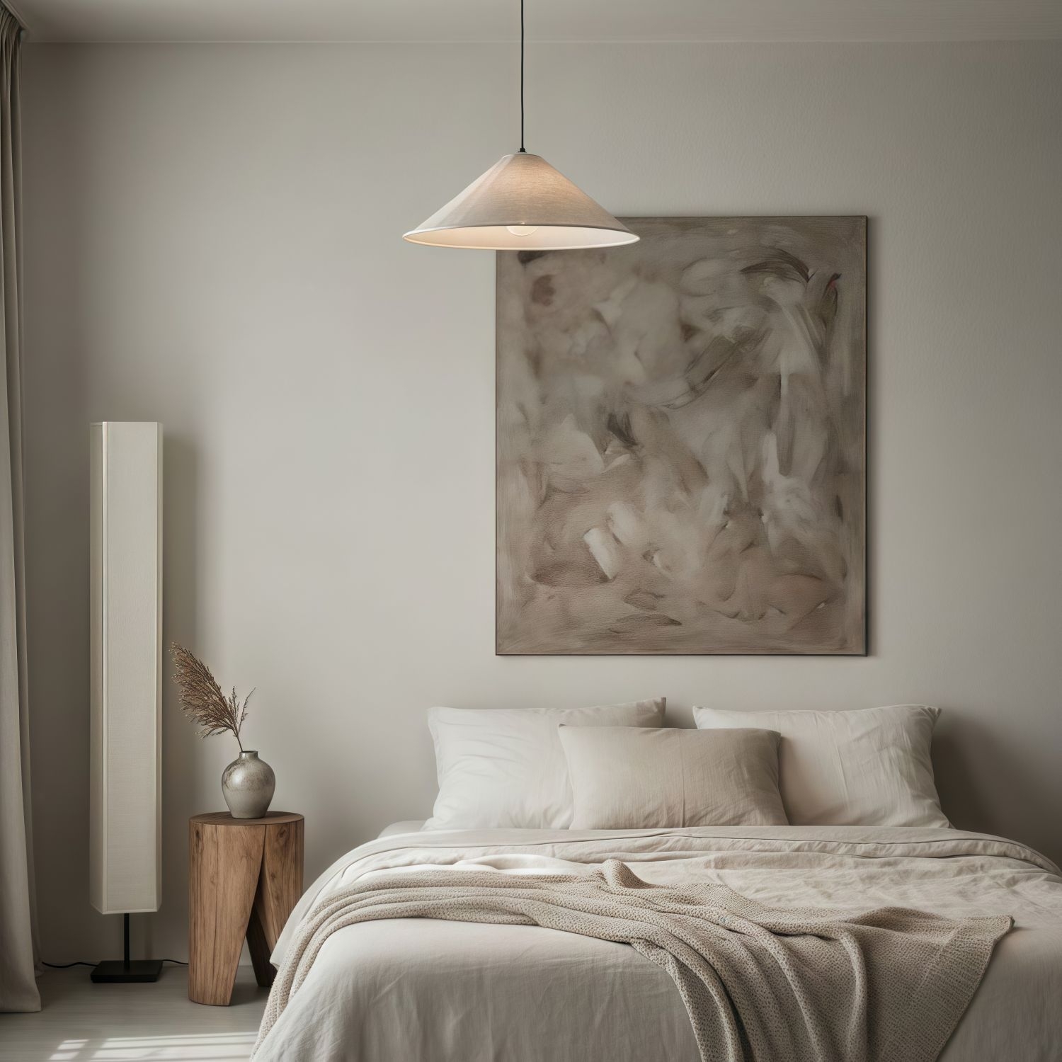 Zalen Textured Linen Pendant Lamp - Neutral Lighting for Living Room T649