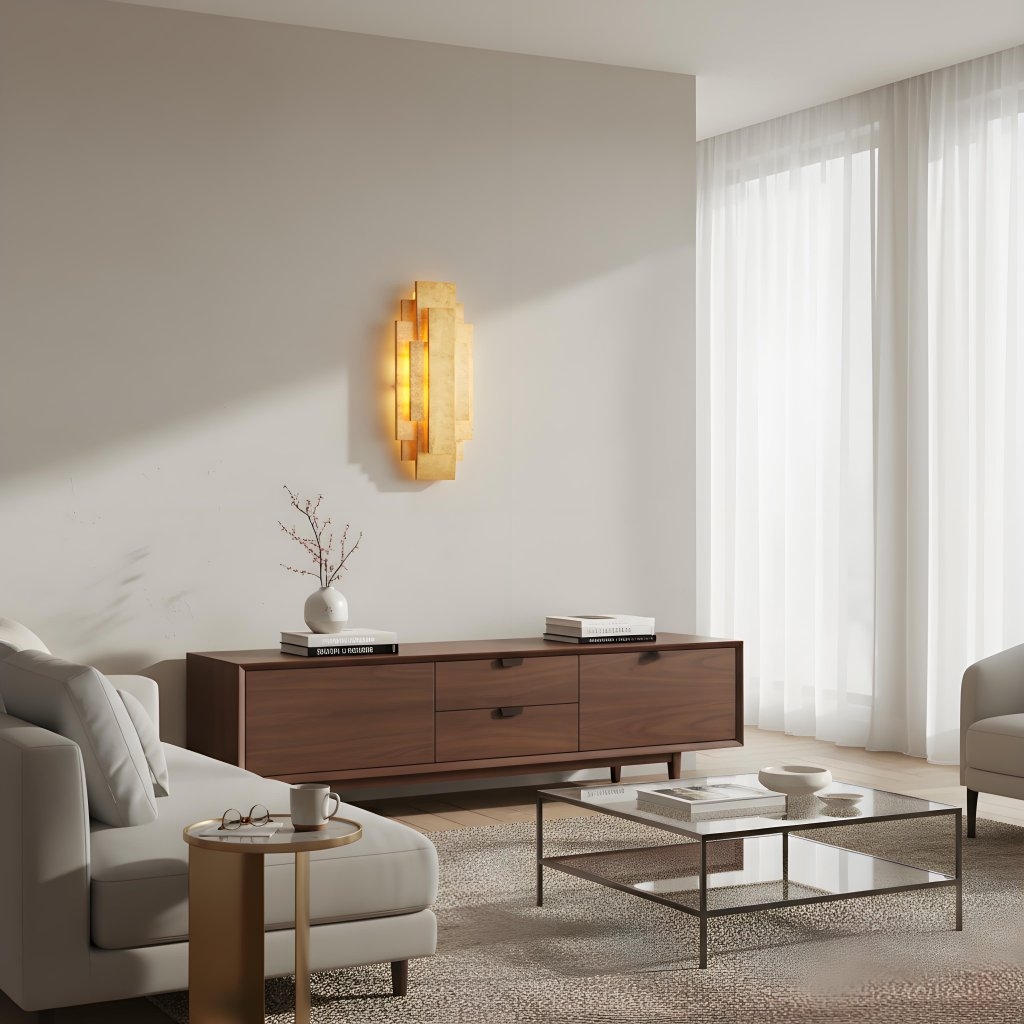 Kelsar Rectangular Wall Lamp - Gold and Silver Finishes for Living Room or Bedroom T1047