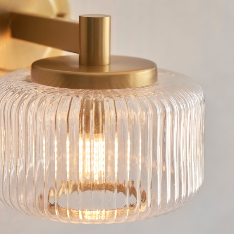 Canovus Ribbed Glass Shade Wall Lamp - Elegant Brass Sconce for Living Room Lighting T1034