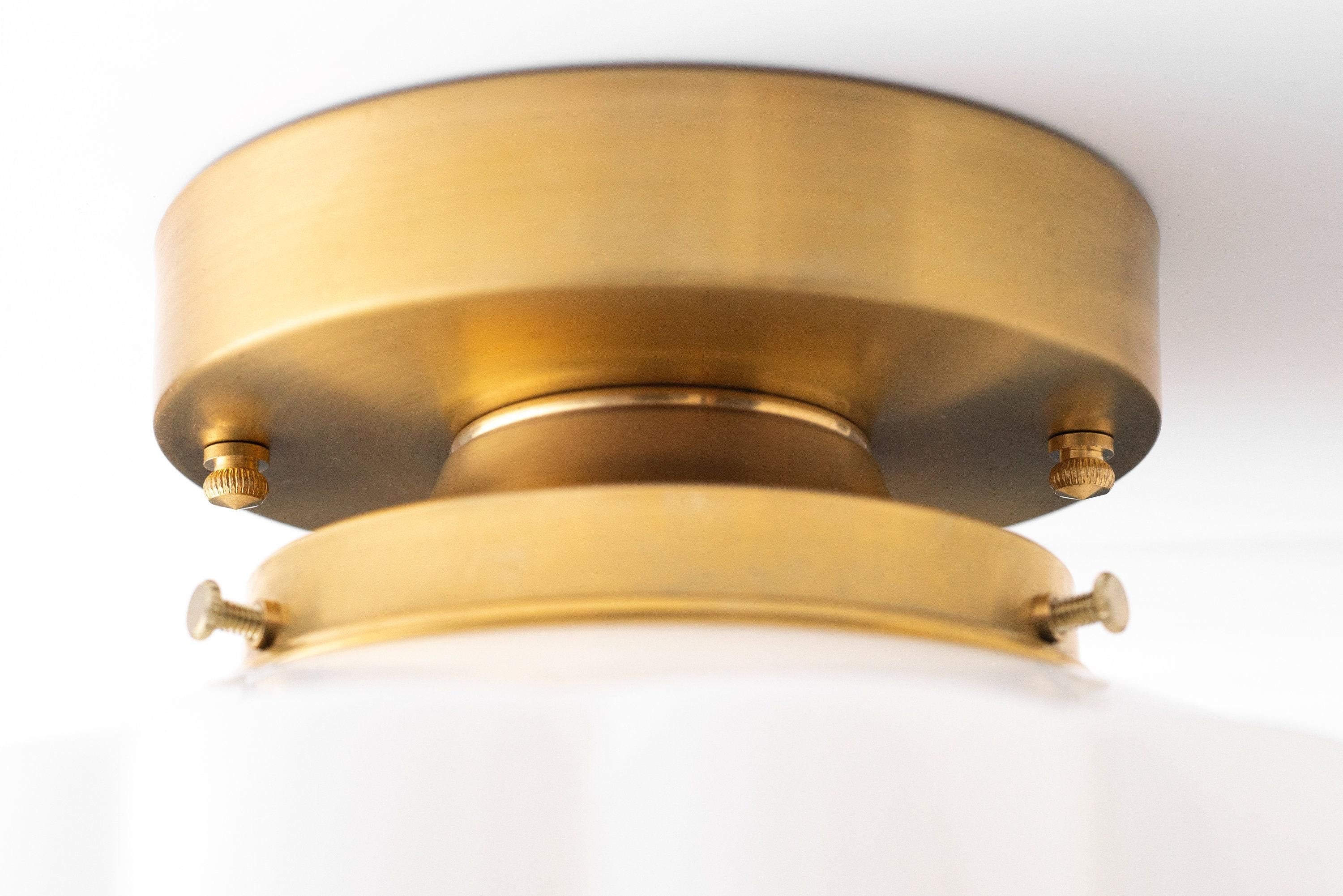 Geotower Glass Brass Ceiling Light – Art Deco Ribbed Globe Flush Mount T364