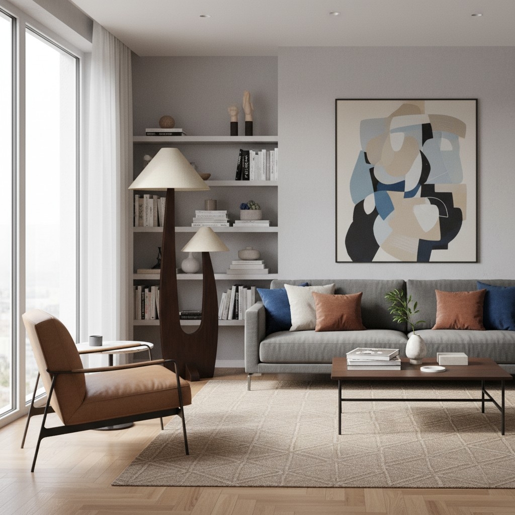Cordove Arc Floor Lamp - Modern Organic Solid Wood & Fabric for Living Rooms T701